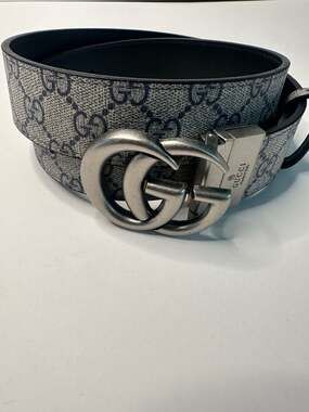 Gucci GG Marmont Reversible Belt in GG Supreme Canvas and Black Leather